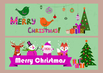 Obraz premium Christmas Banners with Classical Symbols