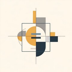 Geometric Abstract Composition with Circles and Rectangles.