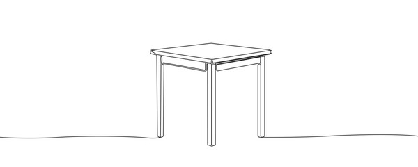 Chair in one line art style. Drawing of a stool without a backrest, made by a continuous line with editable black stroke on a white background. Vector illustration.