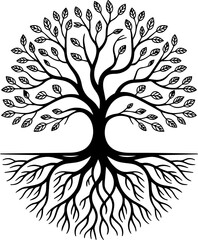 Tree Of Life Illustration Clean Minimal Roots Branches Business Brand Mark © Lethal_Sid