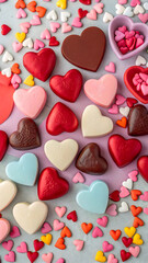 chocolate hearts on background