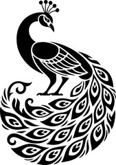 Minimal Peacock Logotype Black Vector Icon Simple Modern Brand Symbol © Lethal_Sid
