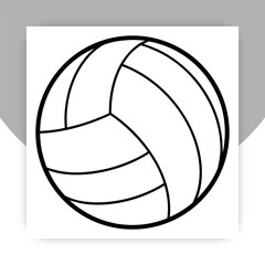 Volleyball Ball Line Art Vector &ndash; Black and White Sports Icon Illustration,
