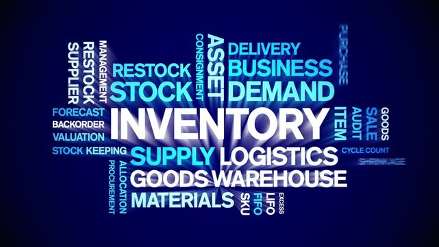 inventory animated word cloud-text design animation tag kinetic typography seamless loop.