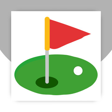 Mini Golf Green with Flagstick and Ball &ndash; Simple Flat Design Icon,