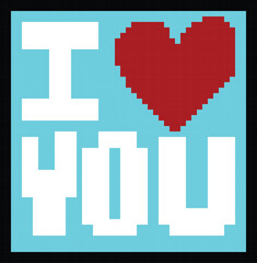 Obraz premium Heartfelt pixel art message of affection 'I love you' sentiment in a classic digital design style