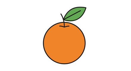 Orange fruit with green leaf illustration on a white background fresh citrus