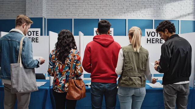 People voting in a polling station