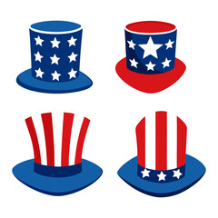 Set ofAmerican Flag Top Hat: 4th July