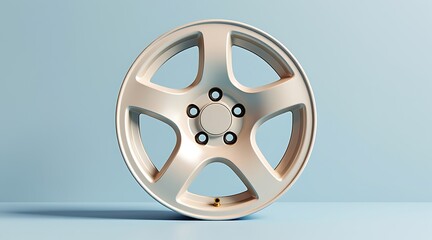 Obraz premium Elegant gold-toned alloy wheel displayed against a light background