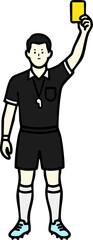 옐로 카드를 든 축구 심판 캐릭터 일러스트