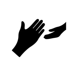 Obraz premium Two hands reaching out to each other, depicted in simple black silhouettes