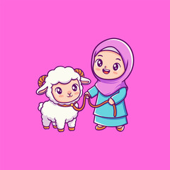 Boy Holding Goat for Eid Al Adha