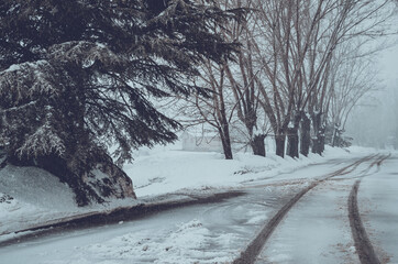 Snowy Mountain Road in Lebanon, Laqlouq