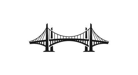 Obraz premium Suspension Bridge Silhouette Graphic Illustration.