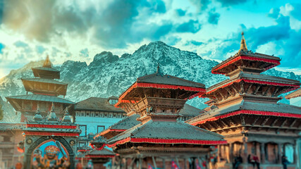 Obraz premium Buddhist monastery in the Himalayan mountains, Tibet