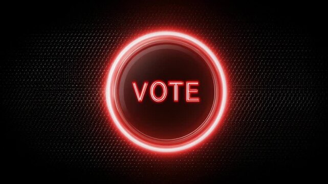 red digital glowing vote button animation