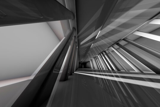 Futuristic empty room, 3D Rendering