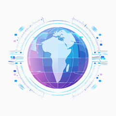 Digital Globe with Futuristic Interface and Africa Continent Highlighted