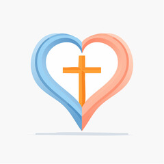 Fototapeta premium Christian heart symbol with cross, representing faith and love for God