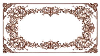 Ornate Brown Filigree Frame Design for Letterpress Styles and Decorations