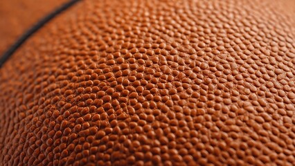 Close-Up View of Orange Leather Basketball Grain Detail and Texture