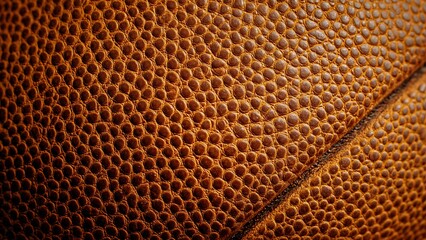 Close-Up View of Orange Leather Basketball with Detailed Grain Texture