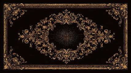 Ornate Brown Luxury Frame Design with Floral Patterns and Vintage Style