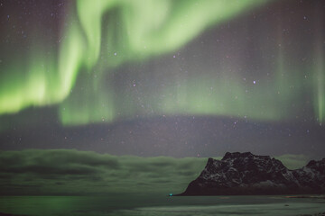 Northern lights - Norway - February arctic night sky with colorful aurora borealis © Cristian Bortes