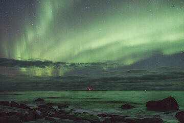 Northern lights - Norway - February arctic night sky with colorful aurora borealis © Cristian Bortes