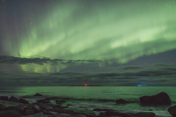 Northern lights - Norway - February arctic night sky with colorful aurora borealis © Cristian Bortes