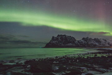 Northern lights - Norway - February arctic night sky with colorful aurora borealis © Cristian Bortes