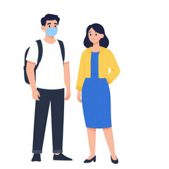 Fototapeta premium Man And Woman Standing In Casual And Formal Clothing