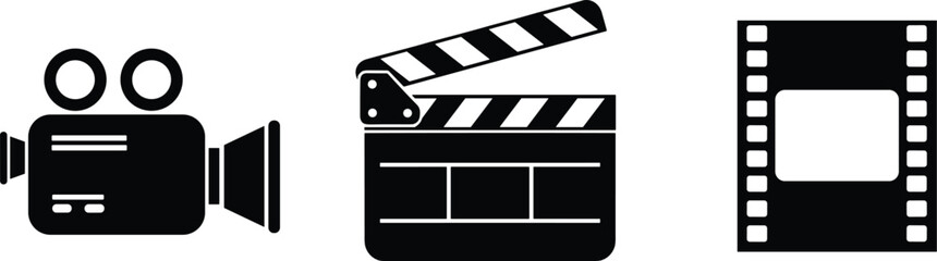 Obraz premium Black and white making camera clapper filmstrip cinema clapperboard production