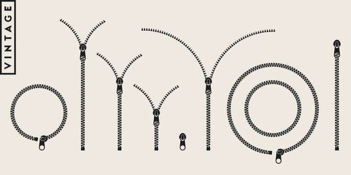Zipper silhouette. Abstract zipper vector 