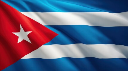 Fototapeta premium Cuban flag waving gently in the wind, showcasing its vibrant colors and distinctive design
