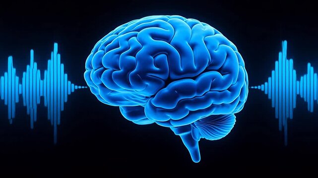 GlowingBlueBrainwithSoundWaves
