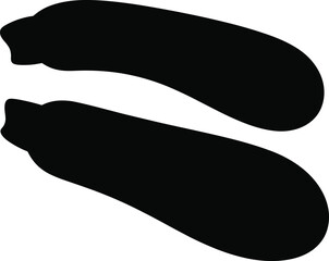 Fototapeta premium Two black sausage silhouettes with curved shapes and tied ends, isolated on white background, perfect for food, cooking, meat product, and decorative design projects.