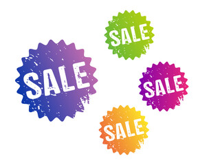 Set of colorful gradient vector shabby sale tags without background