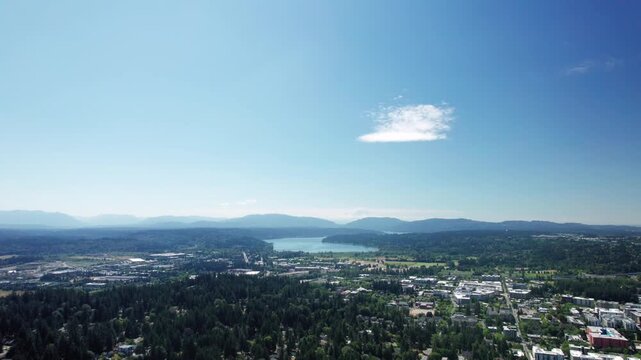 Sky Background Aerial Over Forest Town