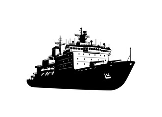 Obraz premium Modern Research and Supply Ship Vector Illustration