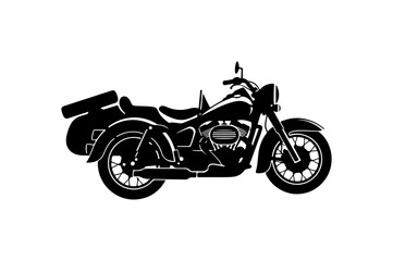 Obraz premium Classic Vintage Motorcycle with Sidecase Vector Illustration