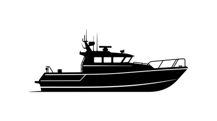 Obraz premium Modern Black Vector Boat Illustration