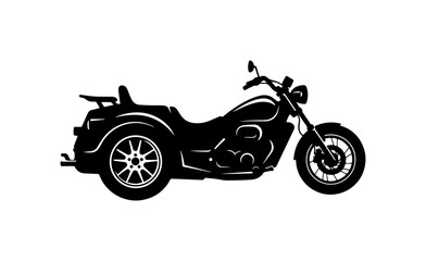 Black Vector Motorcycle with Sidecar Illustration