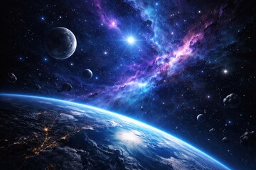 Obraz premium Vibrant cosmic space scene.