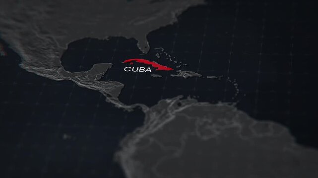 A stunning 3D animated map of Cuba, showcasing the island nation in the Caribbean with vibrant colors and detailed topography. Perfect for travel, educational, and news-related projects.