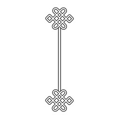 Endless knot line art divider. Symmetrical black and white eternal knot graphic element for coloring