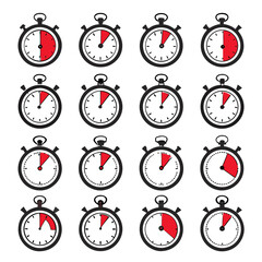 A collection of stopwatches with different times Vector