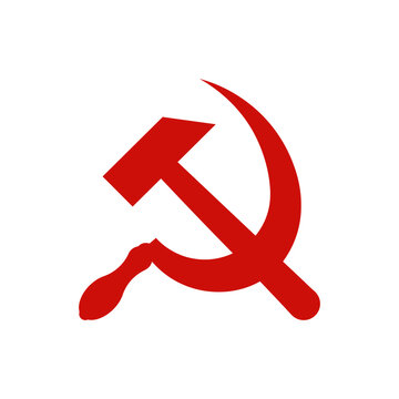 USSR Hammer and Sickle red emblem depicted on the flag of Soviet Union