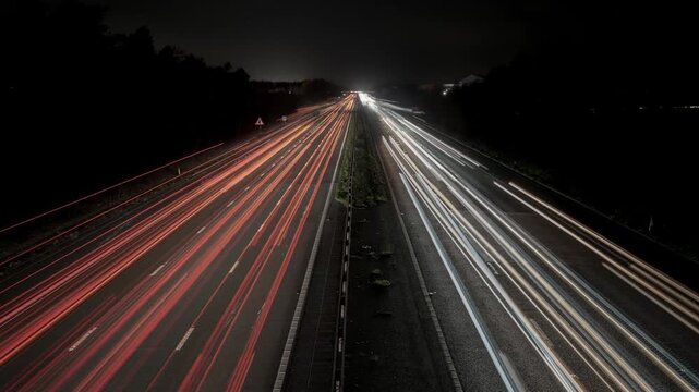British motorway traffic night timelapse